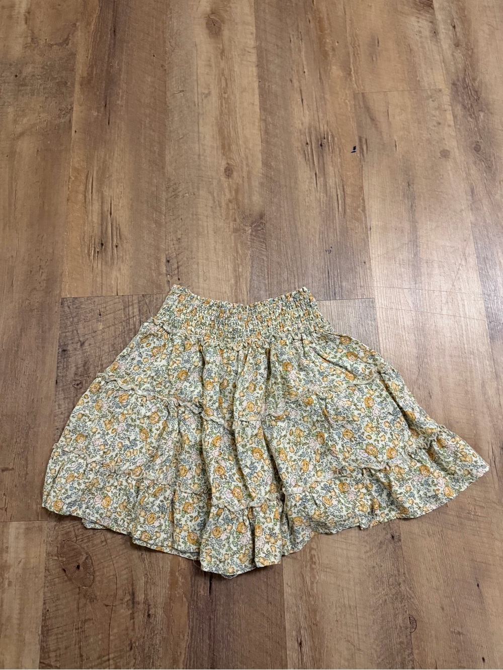 Floral Tiered Mini Skirt in Yellow & Green